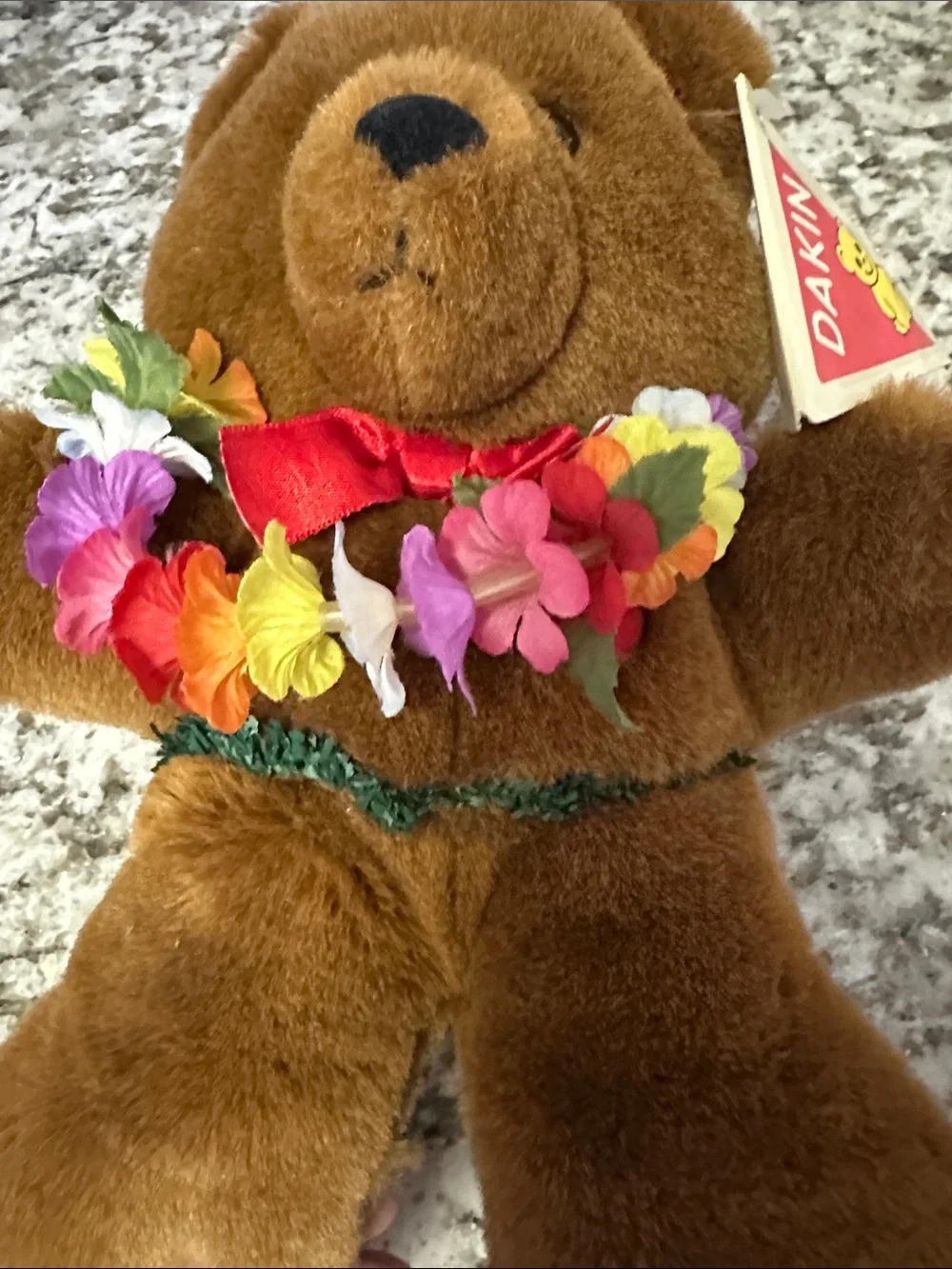 Daikin Hawaiian Brown Plush Teddy Bear with Floral Lei